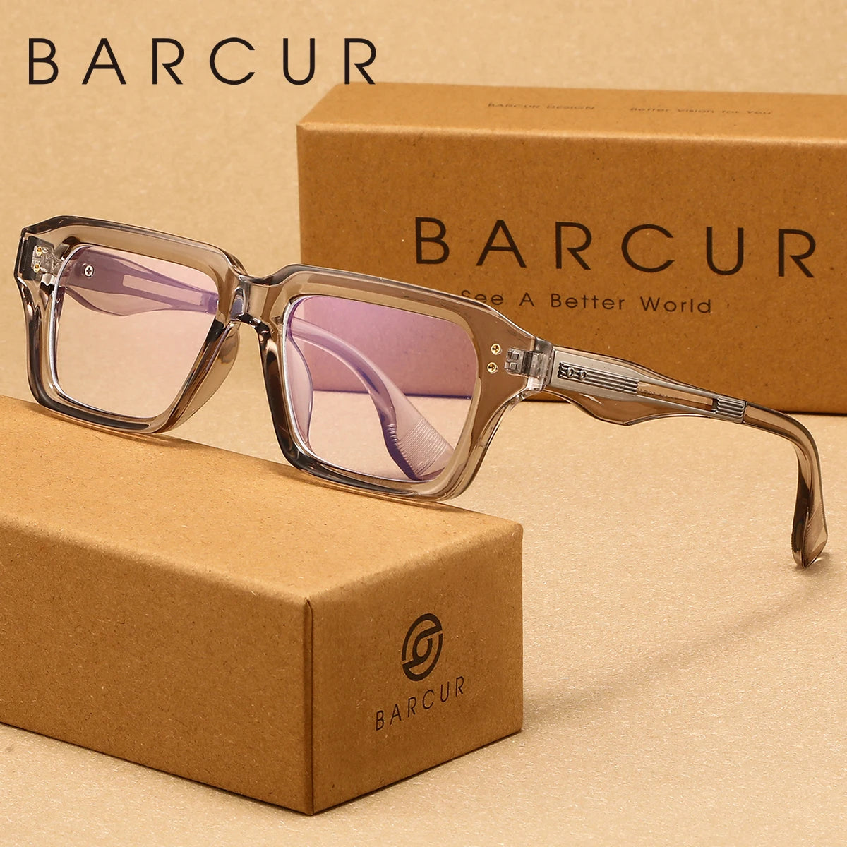 ClearGray Frame Color Retro Blue Light Blocking Glasses Set – Square Acetate Frame