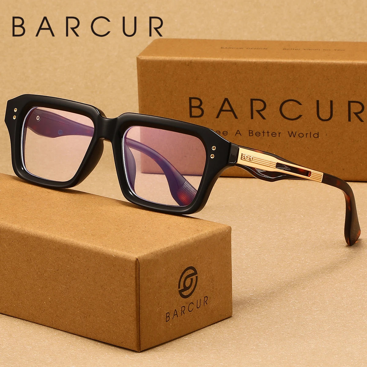 BlackLeopard Frame Color Retro Blue Light Blocking Glasses Set – Square Acetate Frame